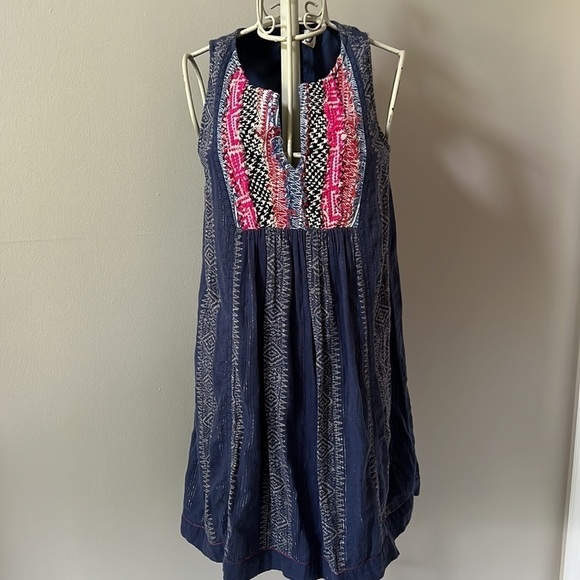 Anthropology Akemi+Kin Embroidery Blue Morten Mini Dress - Picture 5 of 9